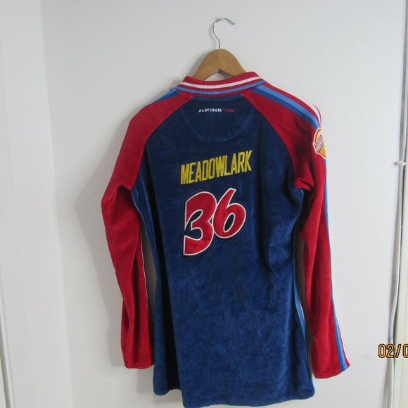 Harlem Globetrotters platinum fubu Velour Full Zip Jacket Meadowlark 36 Men Med - Picture 3 of 5